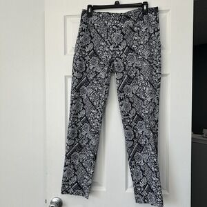 Peck & Peck Women's Sz 12 Pull‎ On Straight Leg Ankle Dress Pants Navy & White